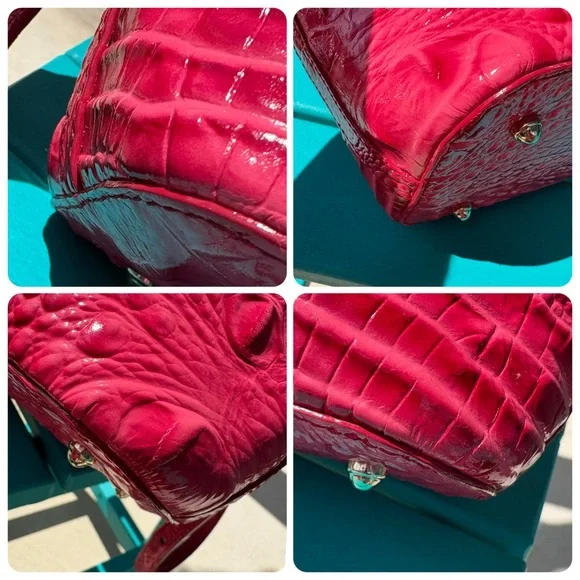 Brahmin Rich Rouge Pink Embossed Tote-Carryall—EUC - Picture 6 of 15